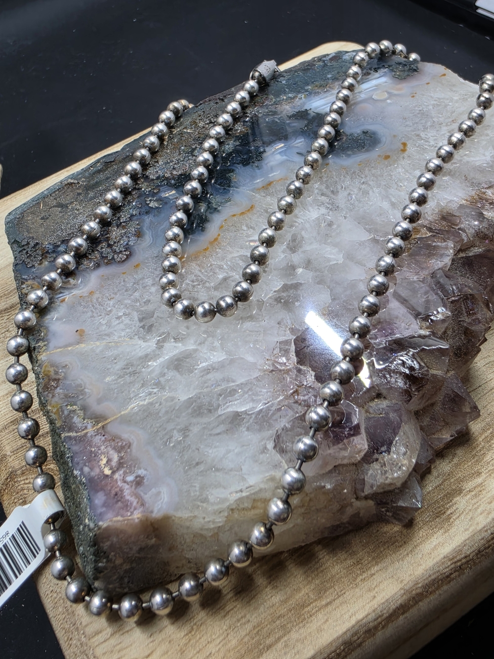 Sterling Silver Bead Necklace - Polished Silver - Picture 4 of 6